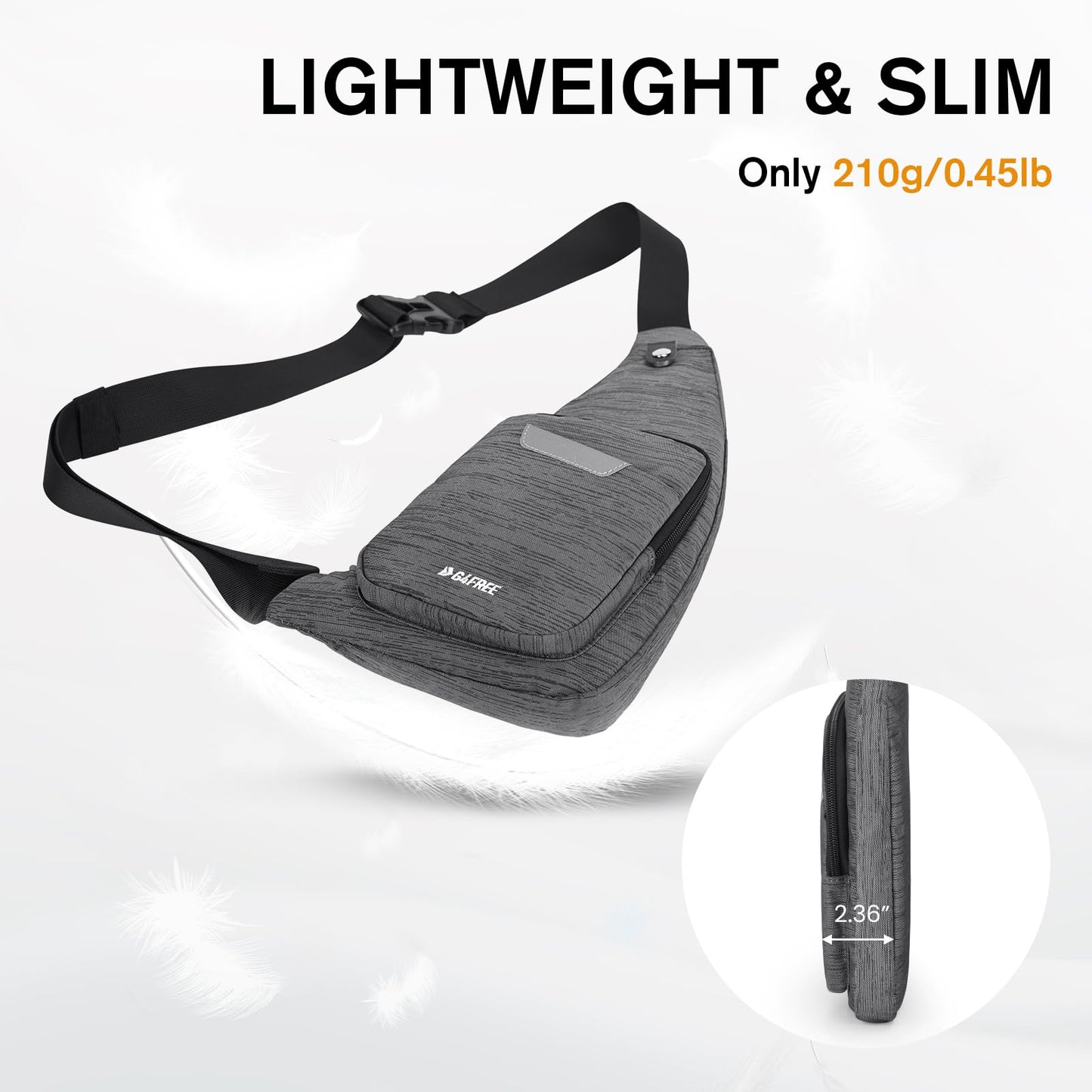 G4Free Sling Bag, Waterproof Crossbody Bag for Men Women, Lightweight Chest Shoulder Backpack for Business Travel Hiking, Black