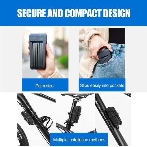 Compact Folding Bike Lock, 2.3ft Portable Heavy - Duty Anti - Theft High - Security Bicycle Chain Lock with Keys & Lock Bracket, Shear - Resistant Alloy Folding Lock for Bikes, E - Scooters & Ebikes