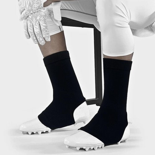 Pure Athlete Football Spats - Cleat Covers and Lace Band Sleeves for Turf Sports, Soccer, Cycling, Lacrosse, Drip Made for WR and Youth Players, Keeps Your Laces Tied (White, L)