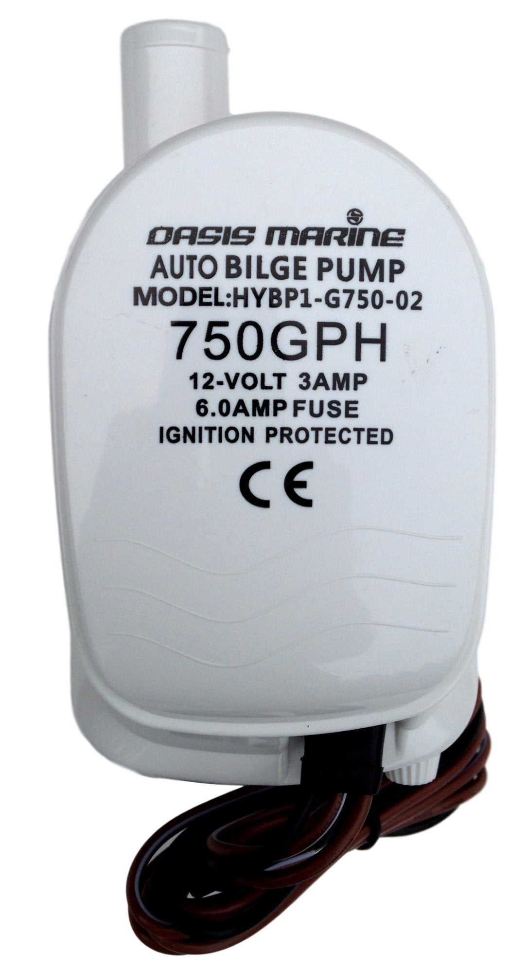 OASIS MARINE Automatic Bilge Pump with Built-in Float Switch 750 GPH 12V Water Removal Pump, Stainless Steel Shaft, Snap-Lock Strainer Base, Quiet Operation, 3/4" Hose Outlet