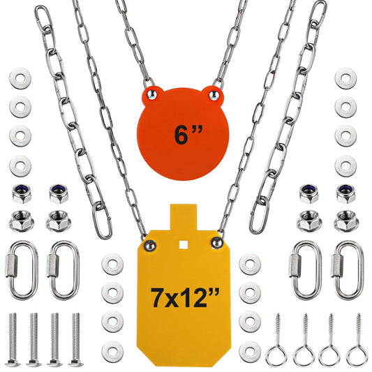 Jenaai AR500 Steel Target with Gong Mounting Kit Steel Hostage Reactive Shooting Thick Armored Torso Target for Outdoor Range Shooting Practice Neon Color(7" X 12" and 6",Square and Round)