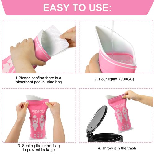 Ymiumre 10 Pack Disposable Urine Bag, 900ML Pee Bags for Travel for Men Women, Disposable Urinal Bags and Vomit Bags, Pee Bag for Traffic Jams, Camping, Pregnant, Patient