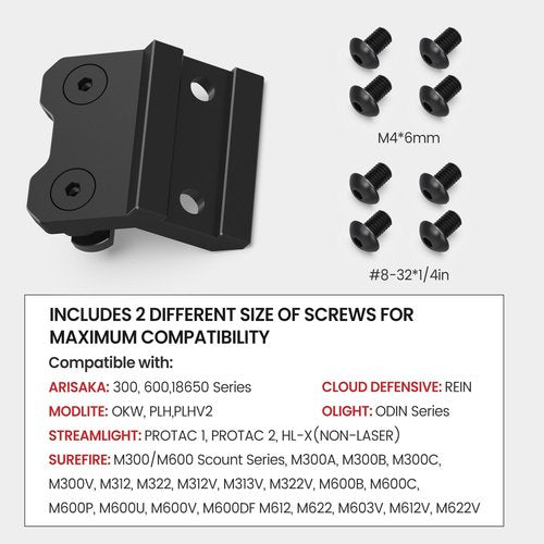 Guardtier Light Mount 45 Degree Offset Scout Mount Adapter for Surefire M300/M600 Series/Streamlight Protac Series Flashlight