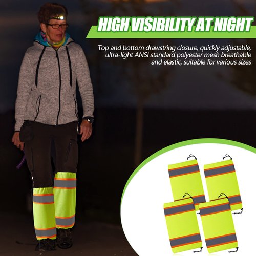 Hercicy Reflective Two Tone Mesh Leg Gaiters High Visibility Polyester Leg Gaiters(Green, 12 Pcs)