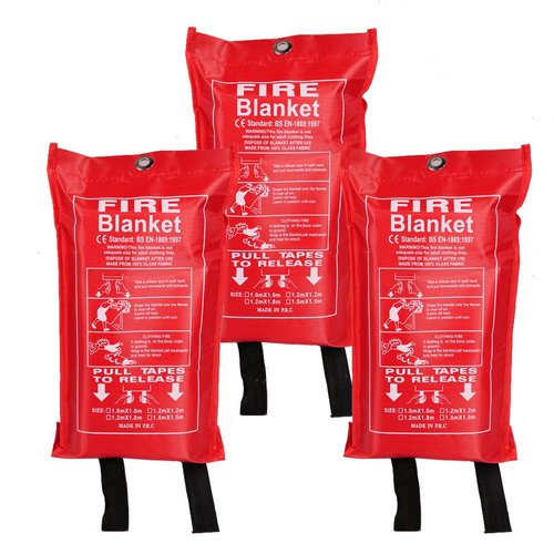 Yowpey 3pcs 39 in X 39 in Emergency Fire Blanket Fiberglass Fire Retardant Blankets Fire Blanket Fire Suppression Blanket for Kitchen for Home School Fireplace Grill Car Office Warehouse