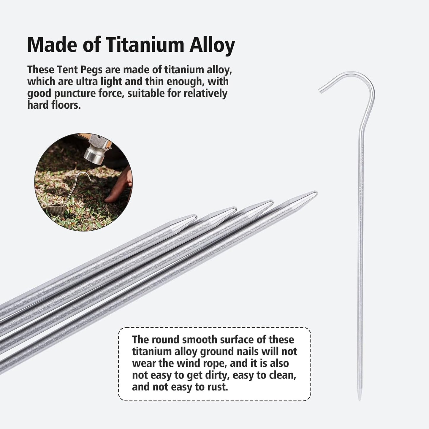 iBasingo Titanium Alloy Pegs Camping Tent Pegs Portable Elbow Grass Nail Tent Hardware
