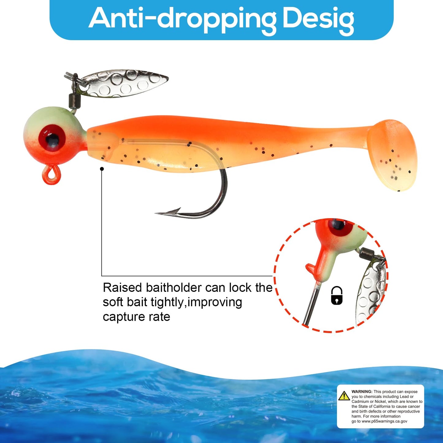 MAFIMOEA 20/30Pcs Underspin Jig Heads with Spinner Fishing Jig Heads Hooks Set Crappie Jigs Fishing Jig Hooks Assortment Saltwater Freshwater Bass Crappie Trout Glow in The Dark