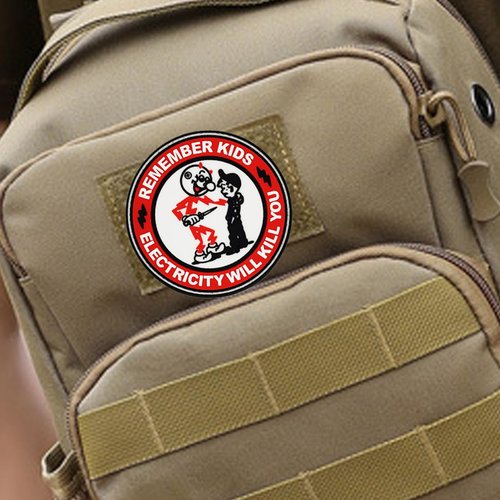 OVIFICEA Remember Kids Electricity Will Kill You Patches,Funny Military Tactical Patches PVC Rubber Morale Patch for Backpacks, Jackets,Vests, Helmet, Hats, Jeans