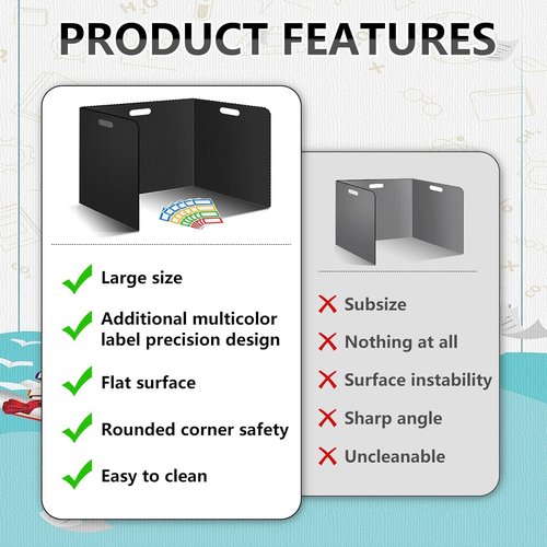 22Pack Desk Dividers for Students 14 × 17.5 × 14 Inch Plastic Durable and Waterproof Black Privacy Folders Shields Test Dividers with Classroom Privacy Boards for School Study Supplies (Black)