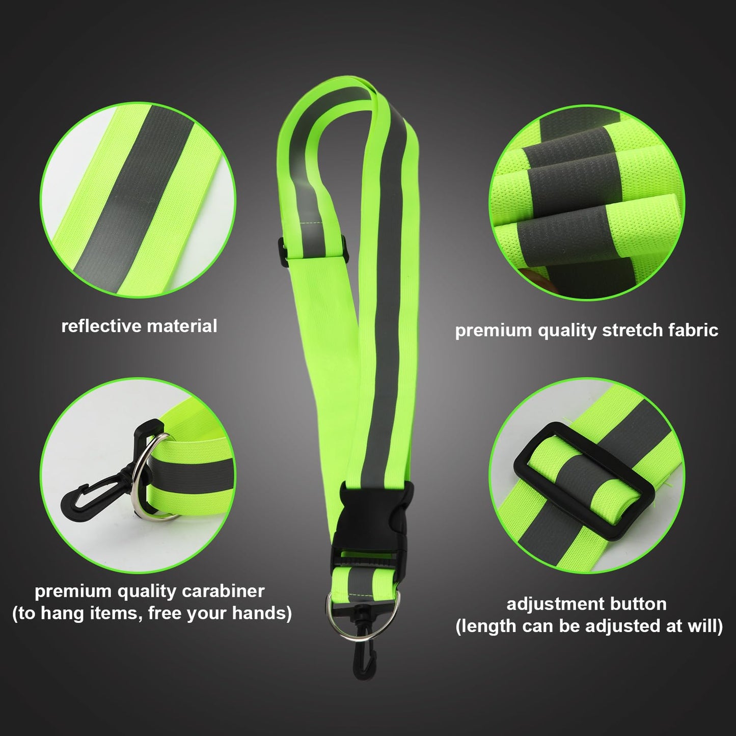 XIHIRCD Reflective Shoulder Strap & 2pcs Reflective Wristband, Reflective Running Wrist Band Gear High Visibility Belt Safety Armband Sash for Night Running Walking