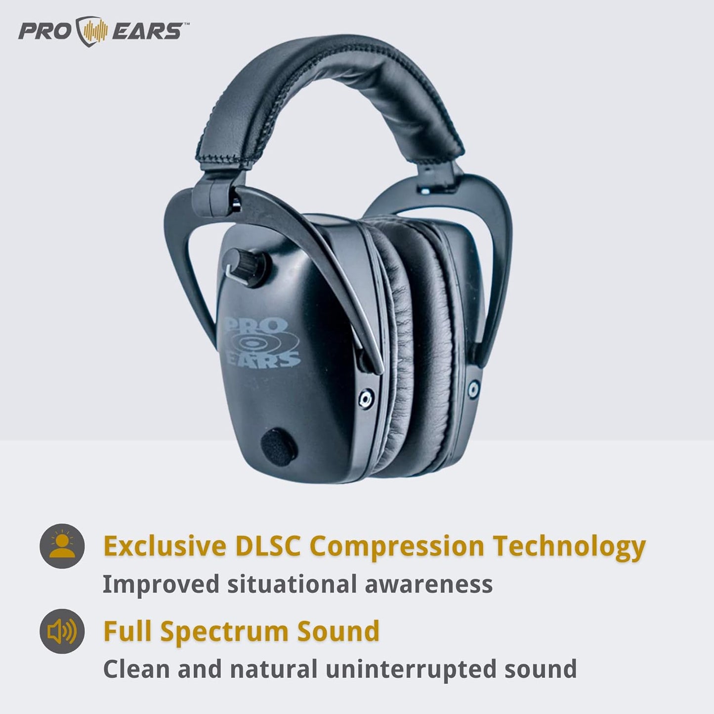 Pro Ears Pro Tac Slim Gold Ear Muffs, Military Grade Electronic Hearing Protection & Amplification, DLSC Tech, Made in USA