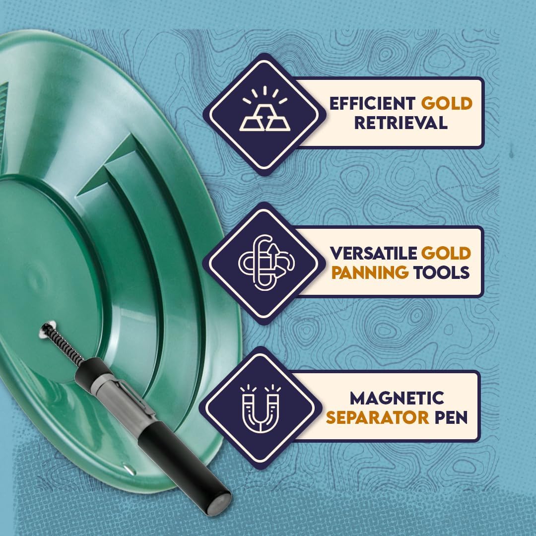SE Gold Panning Kit - Complete Prospecting Set with Pans, Sieves, and More - Ideal for Beginners, Enthusiasts, Hobbists (GP5-KIT107)