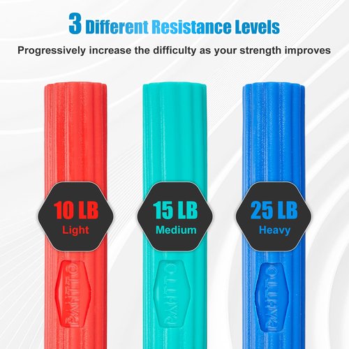 PAHTTO Flexible Resistance Bar for Physical Therapy, Resistance Exercise Twisting Bar for Tennis Elbow, Tendonitis Pain Relief & Grip Strength Trainer, Non-Slip 3 Resistance Levels