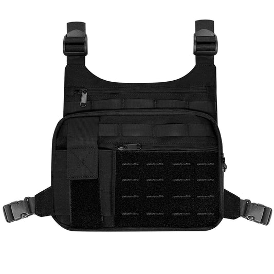 KINGSLONG Tactical Chest Bag Lightweight Running Chest Pack, Water Resistant Running Vest Pack with Phone Holder Running Backpack for Men Women