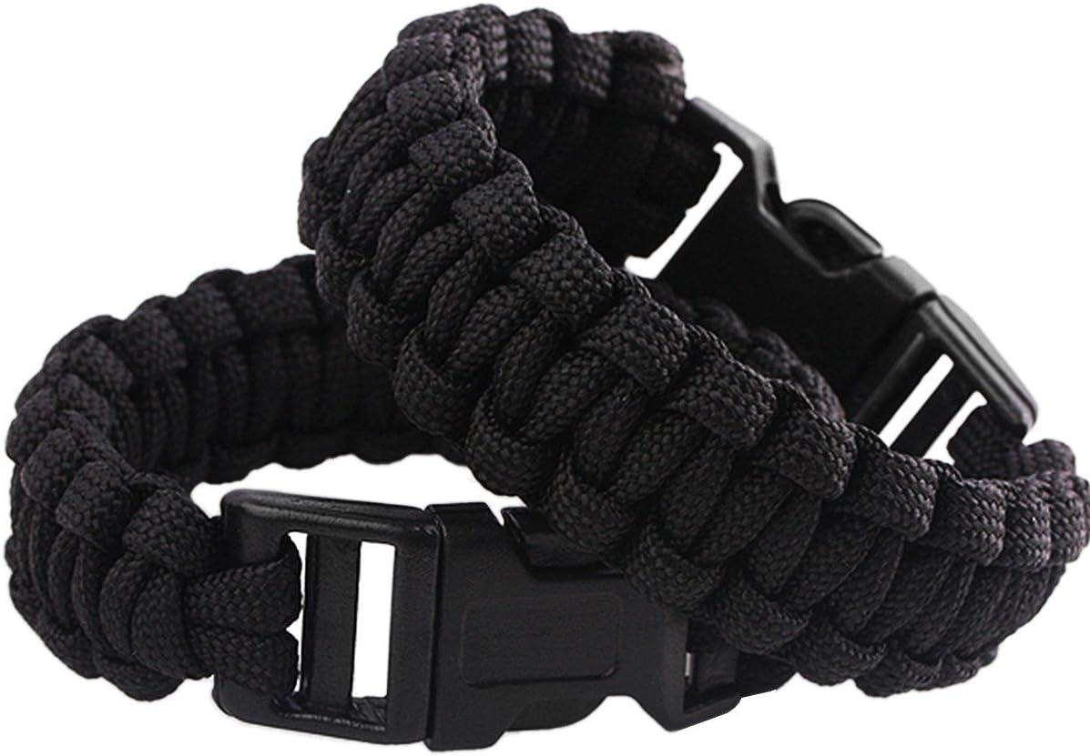Survival Paracord Bracelet Outdoor Wraps Emergency 350 Parachute Bracelet 9inch Pack of 2