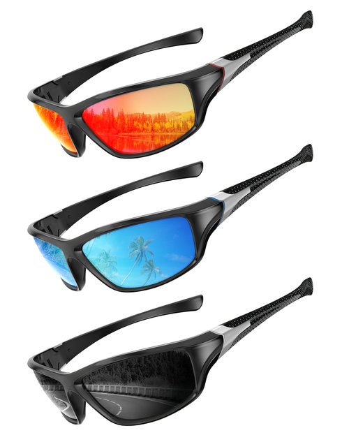 QALLY Polarized-Sunglasses-Men Sports Mens-Sunglasses: Sun-Glasses with UV400 Protection for Driving Golf Fishing Running