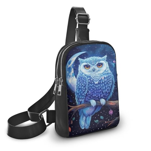 SAJJWHHR Owl Print Crossbody Sling Bag for Women Cute Fanny Pack Lightweight & Breathable Sling Backpack for Travel