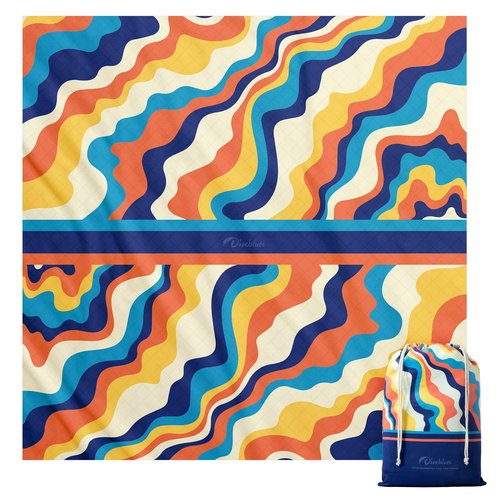 Diveblues Beach Picnic Blanket, Dual Layer, Sandproof Water Resistant Beach Blanket, Packable, Washable, Great for Camping, Outdoors, Festivals, 71"x95" Large Size for Family Trip, Gifts for Dad