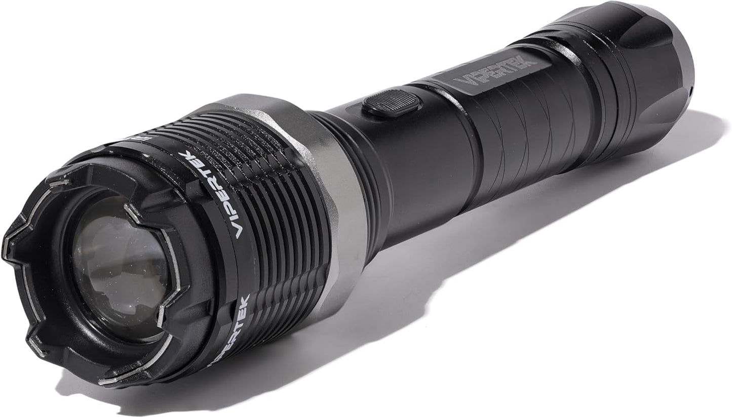 VIPERTEK VTS-T01 Aluminum Stun Gun for Self Defense Rechargeable with LED Flashlight