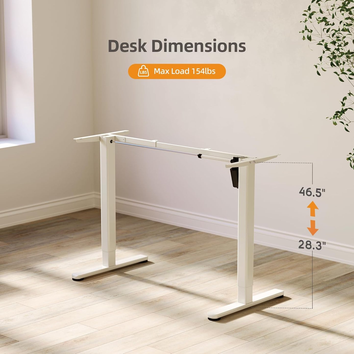 Claiks Standing Desk Frame, Electric Stand Up Desk Legs Frame Workstation Up to 63",T-Shaped Adjustable Standing Computer Desk for Home and Office, (Black Frame only)