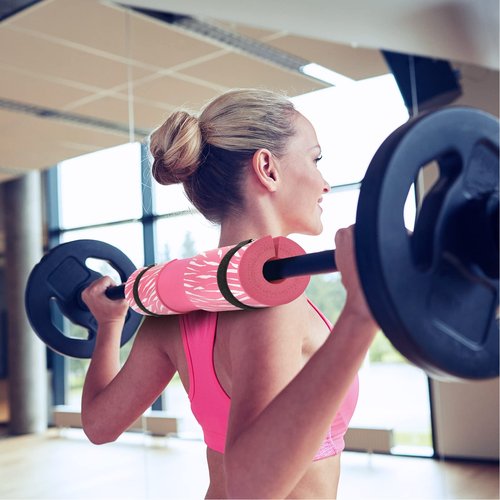 Tojayer Squat Pad Barbell Pad - Neck & Shoulder Protective Foam Workout Weight Lifting Bar Cushion for Lunges & Hip Thrusts, Fit Standard and Olympic Bars Perfectly, Pink