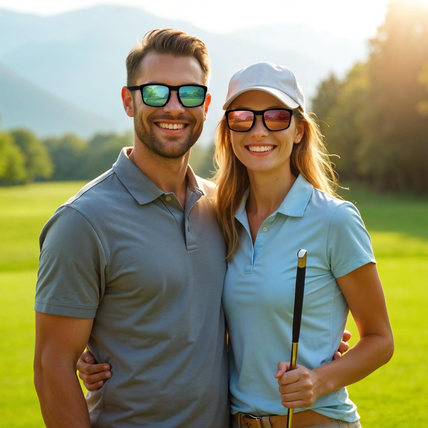 agape Birdyx™ Polycarbonate Red Lenses Polarized Anti-glare Golf Sunglasses Sport Glasses for Men Women, UV400 protection, for pickleball running fishing hiking, Carbon Frame, Noir Black Mirror