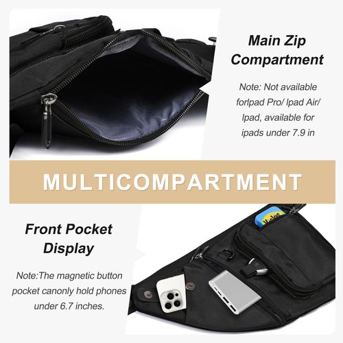Qidelong Sling Bag Anti-theft Crossbody Chest Shoulder Backpack Lightweight Personal Pocket Bag Fanny Pack for Travel Hiking (Black)