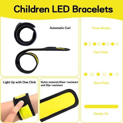 esonstyle 6 PCS LED Bracelets, LED Light Up Bracelets, Yellow LED Wristbands, Led Slap Bracelets for Walking, Running, Jogging, Concerts, Sports, Camping, Sporting Events, Party, Rave Accessories