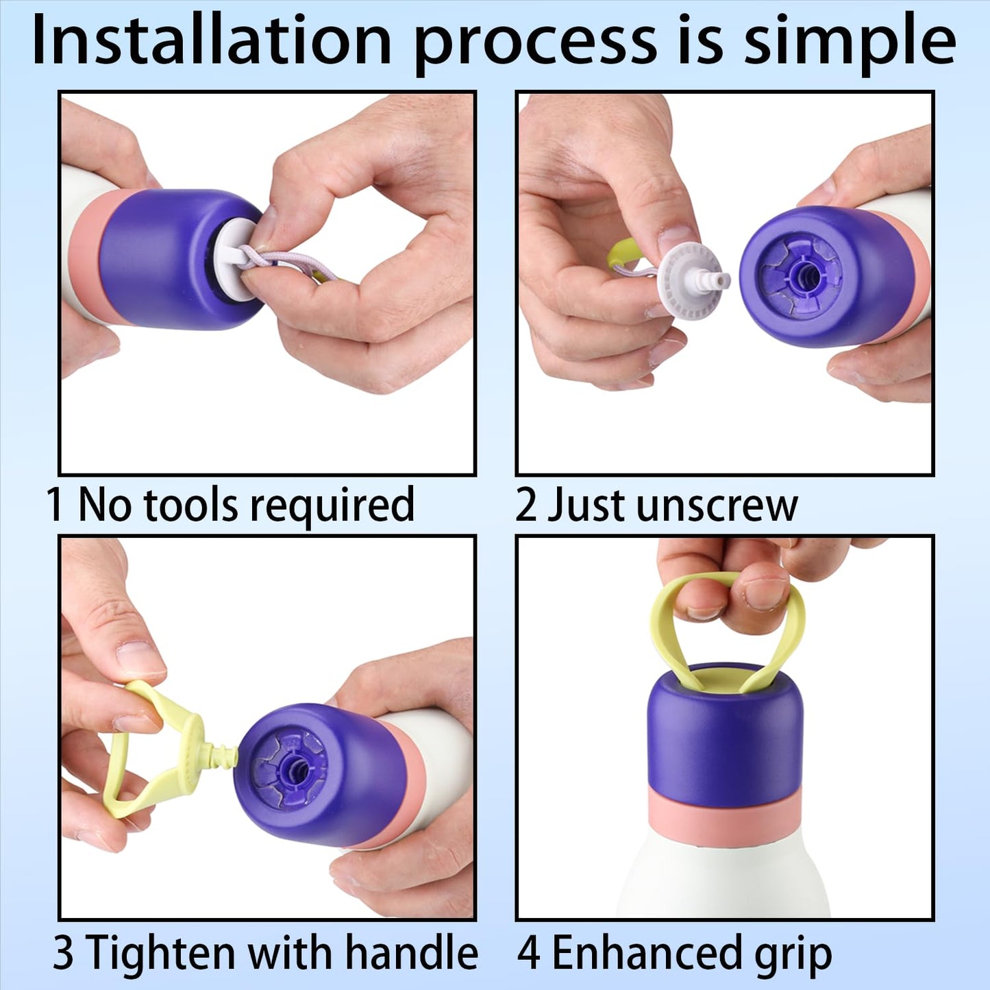 Generic 2 pcs Water Bottle Handle for Owala FreeSip Twist, 24 oz, Sports, Travel, Daily Use, Polycarbonate, 2 Count