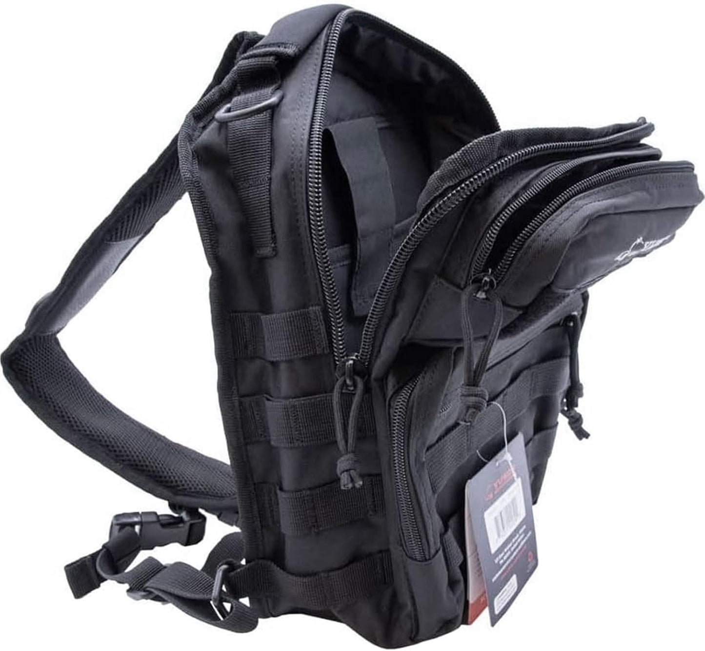 Yukon Outfitters Scout Sling Pack - EDC Hiking Outdoor Urban Ergonomic Spacious Tactical One-Shoulder Backpack with Ambidextrous Carry Sling, Black