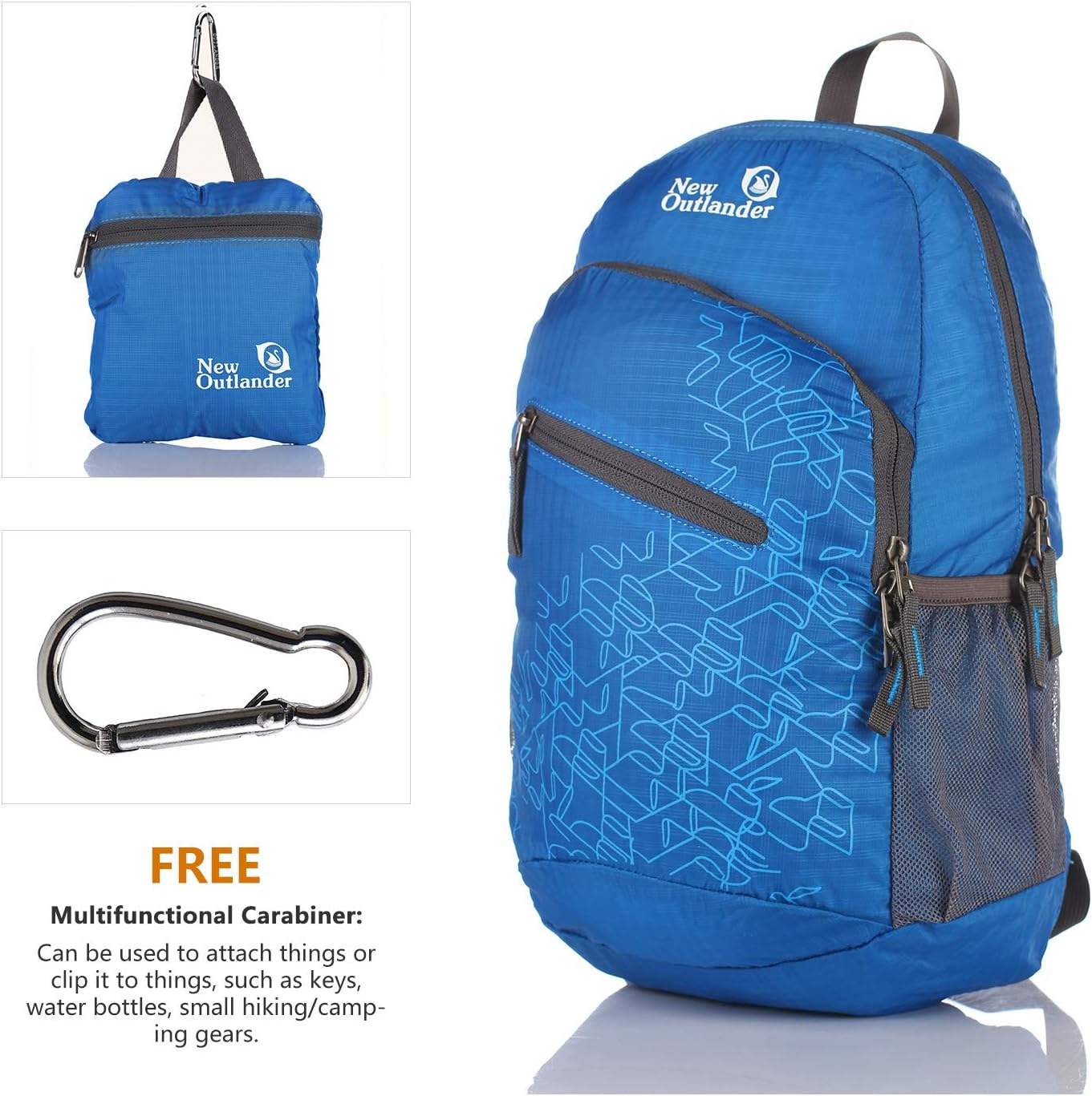 Outlander Packable Handy Lightweight Travel Hiking Backpack Daypack, Black