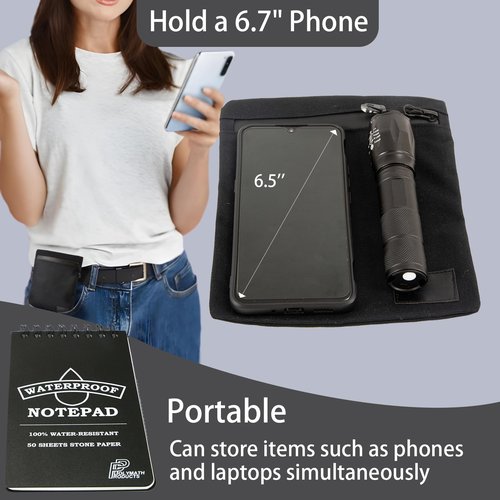 EDC Belt Organizer Pouch for Men & Women - Small Tactical Belt Bag with Zipper for Traveling & Hiking (Flat Design)