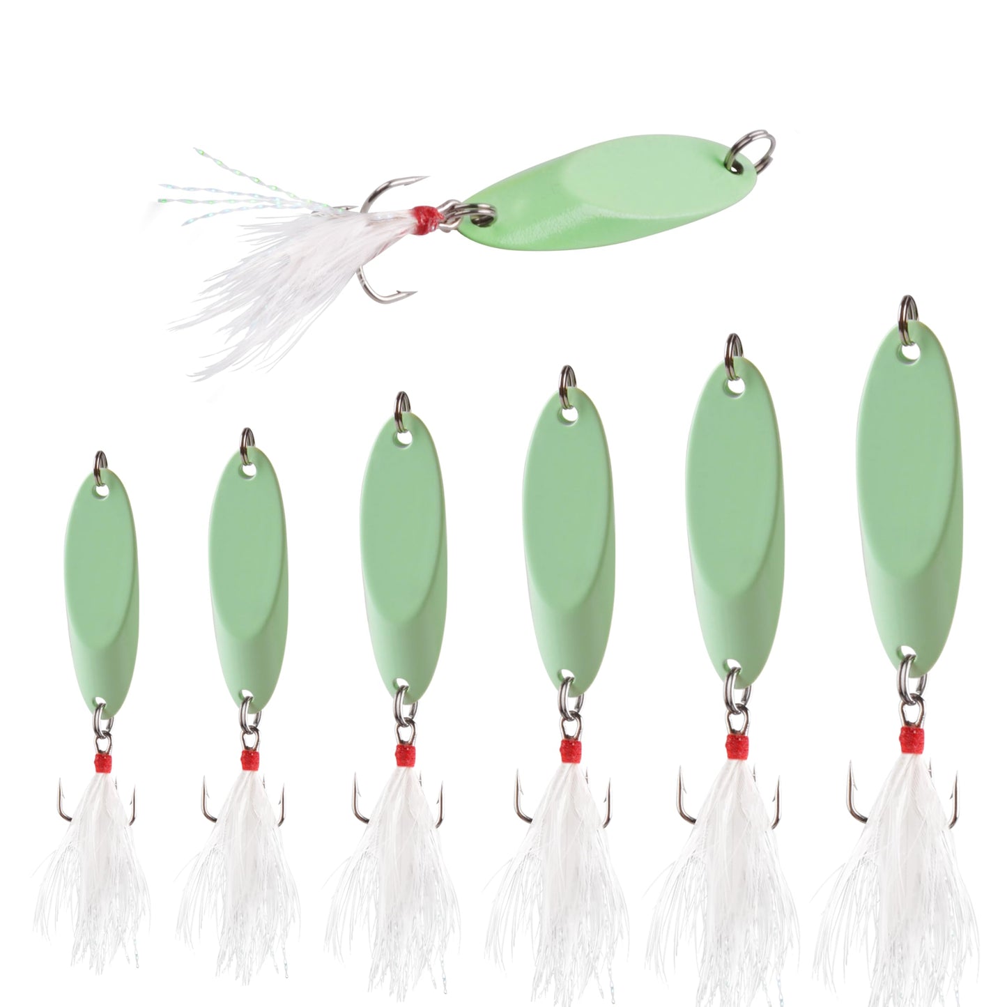 Fishing Spoon Lures Luminous Casting Metal Fishing Jigs Baits Glow Fish Tackle with Treble Hooks Spinning Lure for Saltwater Freshwater Trout Bass Salmon （10G-6PCS）