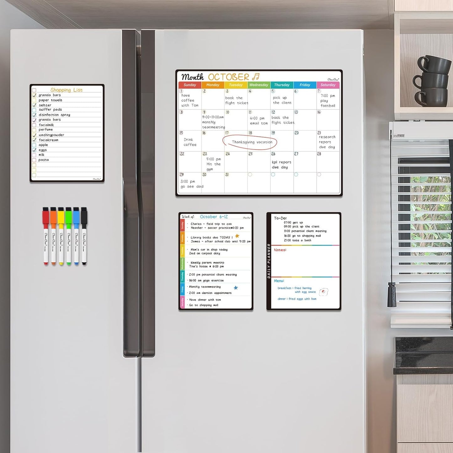 Magnetic Dry Erase Chore Chart - 14.5"x11" Chore Chart for Kids, Teens and Adults - 6.5"x8.5" List Board for Fridge - 6 Extra Fine Point Markers Included - Shipped Flat