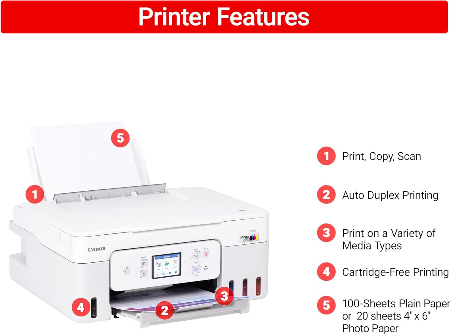 Canon MegaTank G3270 All-in-One Wireless Inkjet Printer. for Home Use, Print, Scan and Copy