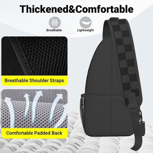 Sling Backpack Trendy Sling Bag Multipurpose Crossbody Sling Travel Hiking Crossbody Shoulder Backpack (Black Checkered)