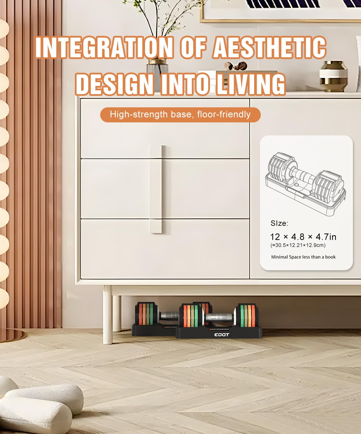 Adjustable Dumbbell Set, EOAT 2.5 to 12.5 lbs Free Weights Dumbbells Pair with Tray for New Beginner, Exercise & Fitness Dumbbells with Anti-Slip Handle & Rainbow-colored Weight Plates