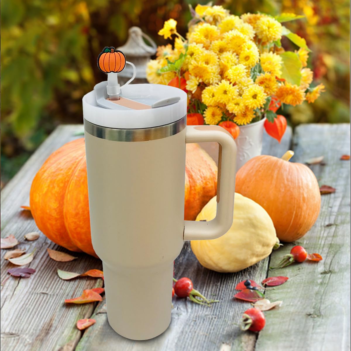 9PCS Thanksgiving Straw Cover Cap for Stanley Cup,Turkey Reusable Soft Silicone Fall Straw Toppers for Stanley 30&40 Oz Tumbler