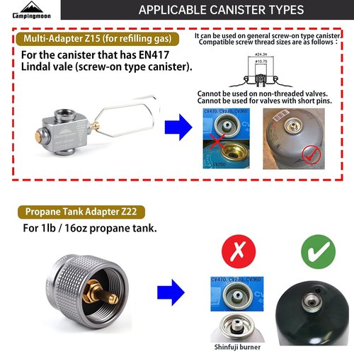 Campingmoon Fuel Canister Refill Adapter Z15+Z22