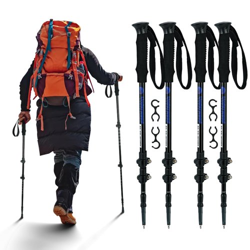 Collapsible Trekking Poles for Hiking 4 Pack - Adjustable Aluminum Hiking Poles, Lightweight Nordic Walking Sticks for Women, Men, Seniors, Kids, Hiking Sticks for Backpacking by Underwood Aggregator