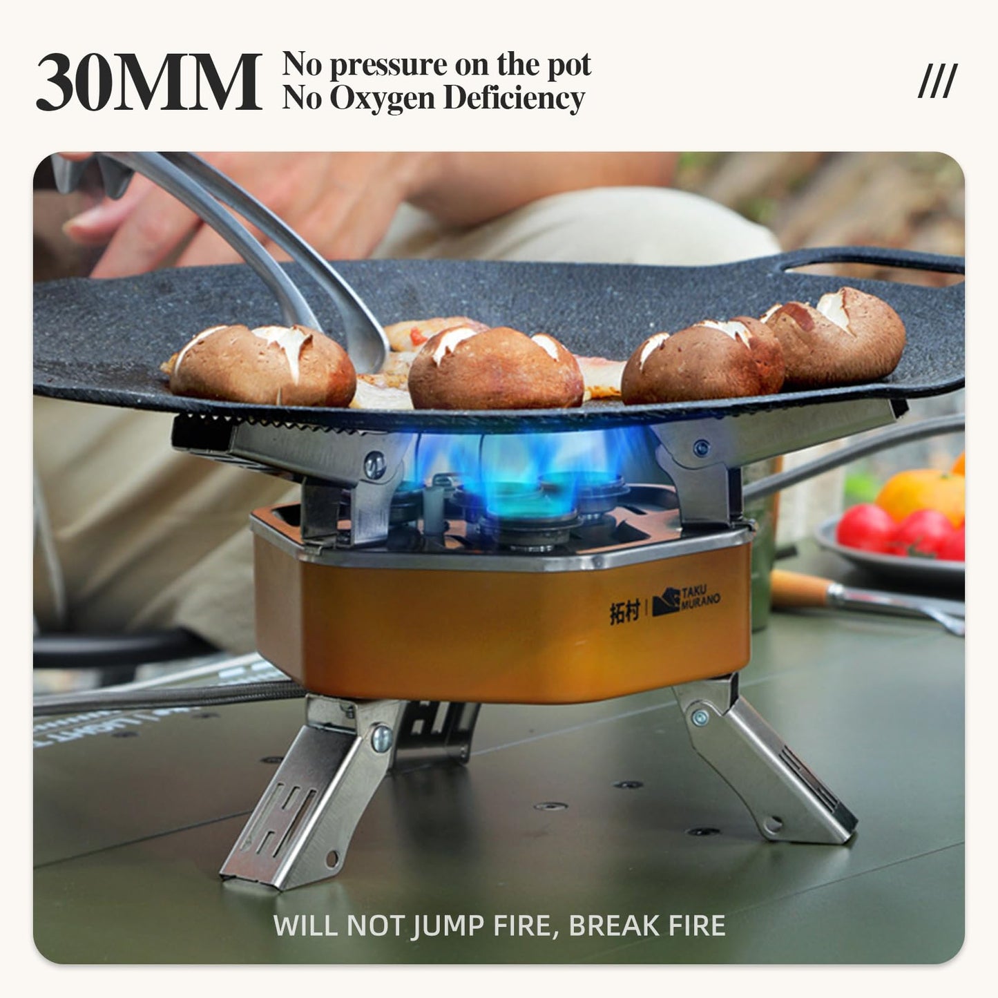 AIROKA 12800W Collapsible Portable Butane Camping Stove with Carrying Case,Electronic Ignition,Mini Stove for Outdoor Camping, Hiking, Hiking and Picnicking (Dark brown)