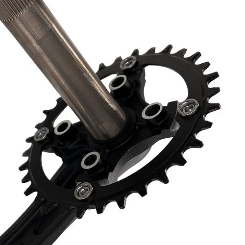 DECKAS 170mm Crankset, 104BCD 32T 34T 36T 38T Round Single Speed Narrow Wide Tooth Chainring and Crank Arm Set for MTB BMX Road Bicycle (Black 32T)