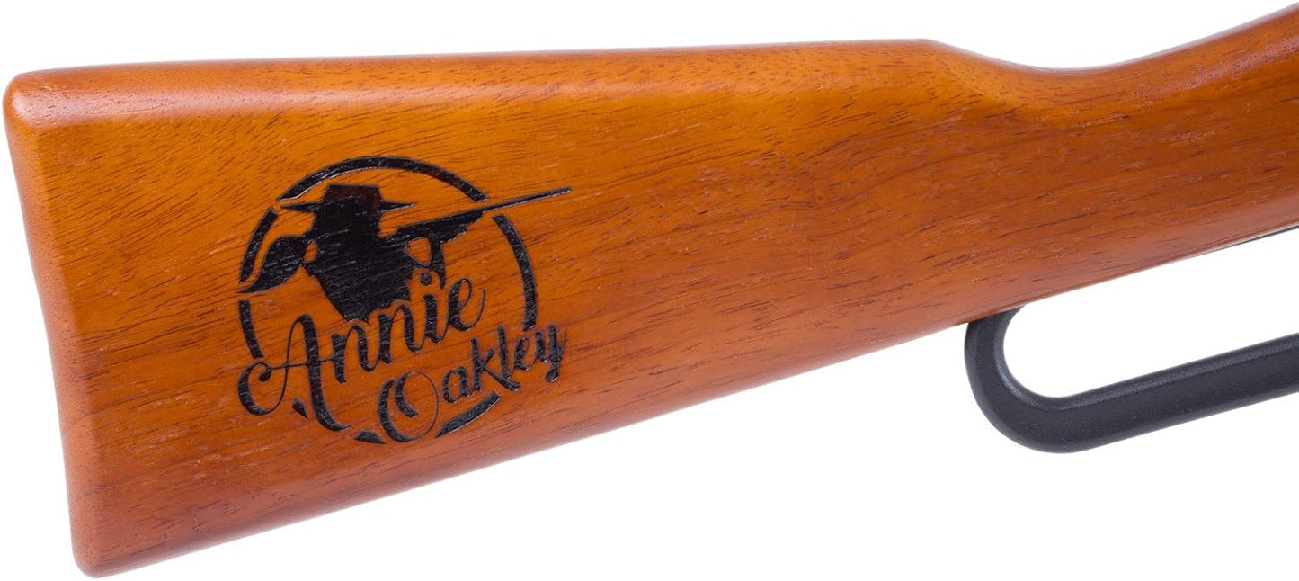 Annie Oakley Lil Sure Shot Lever-Action Spring Piston BB Rifle with Hardwood Custom Embossed Stock