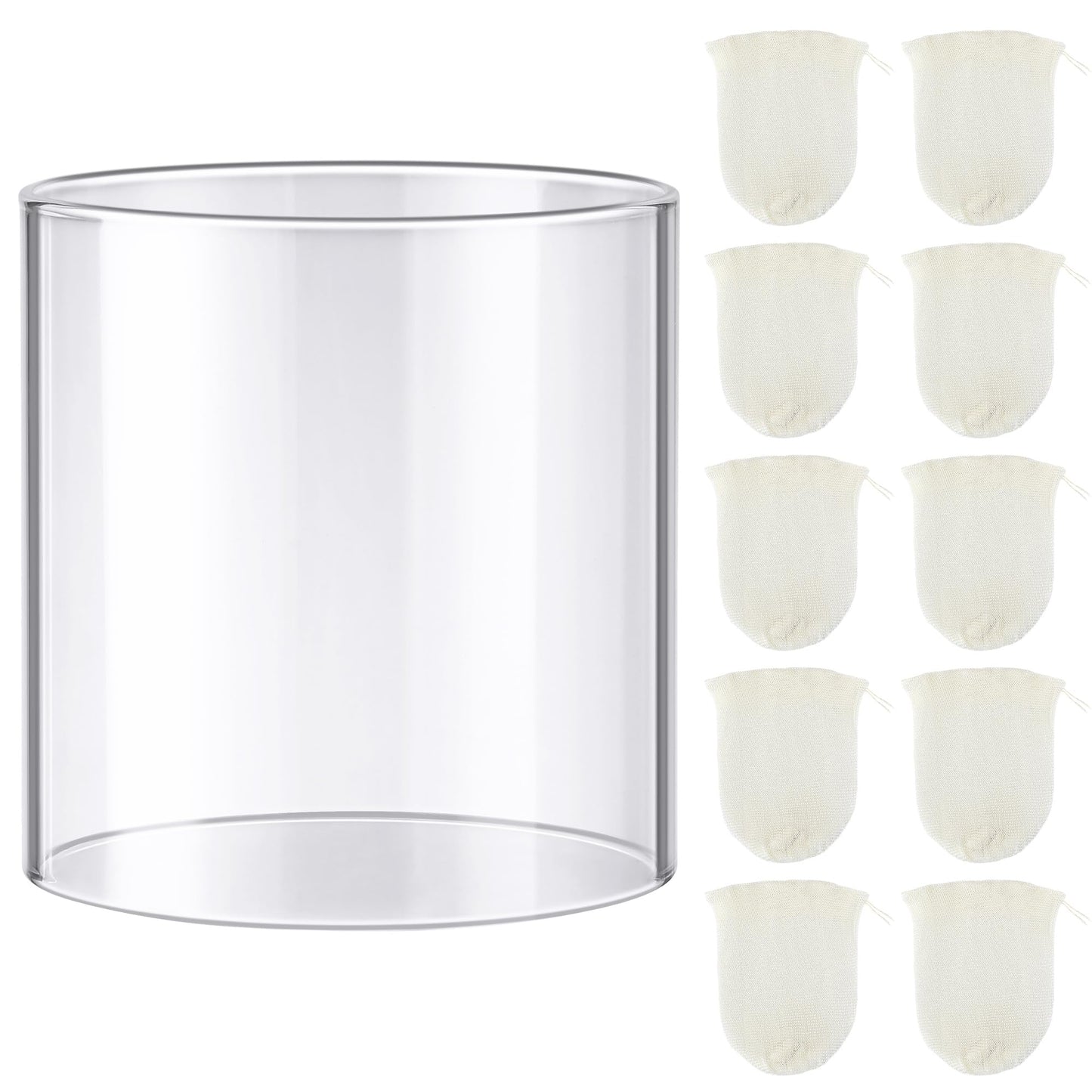 Ceoighe 11 Pcs Propane Lantern Mantles with Glass Replacement Globe, Standard Lantern Replacement Parts U Shape & Mantles, Camp Lamp Mantle Compatible with Coleman Fuel Lamp for Outdoor Camping