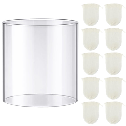 Ceoighe 11 Pcs Propane Lantern Mantles with Glass Replacement Globe, Standard Lantern Replacement Parts U Shape & Mantles, Camp Lamp Mantle Compatible with Coleman Fuel Lamp for Outdoor Camping