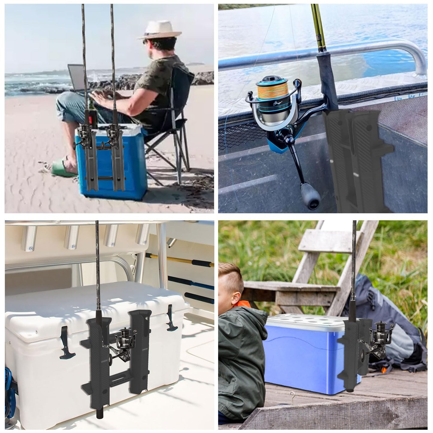 Fishing Rod Holder, Rod Holder Rack with 6-Inch Ball Bungee Cords and Screws – Portable Fishing Pole Holders Rack for Boats, Yachts, Kayaks, Garages, Coolers, Trailers, Trucks, and Wall Mounting