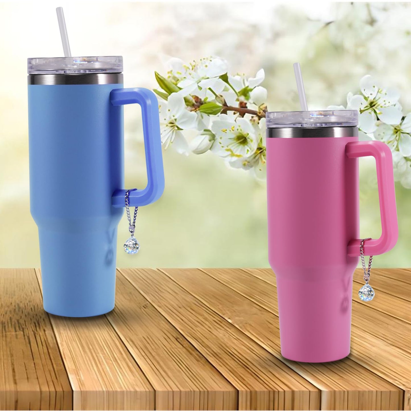 AMZXHCQ Stanley Cup Charms, Cup Pendant Decoration, for Personalized Stanley Cup Handle Charm, Crystal Ball Shape 2PCS.