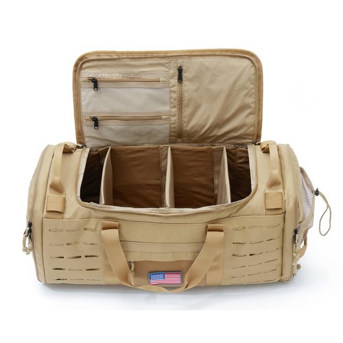 Bagenerous 48L Military Duffle Bag with Separate Shoe Compartment,Tactical Gear Backpack Molle System,Khaki