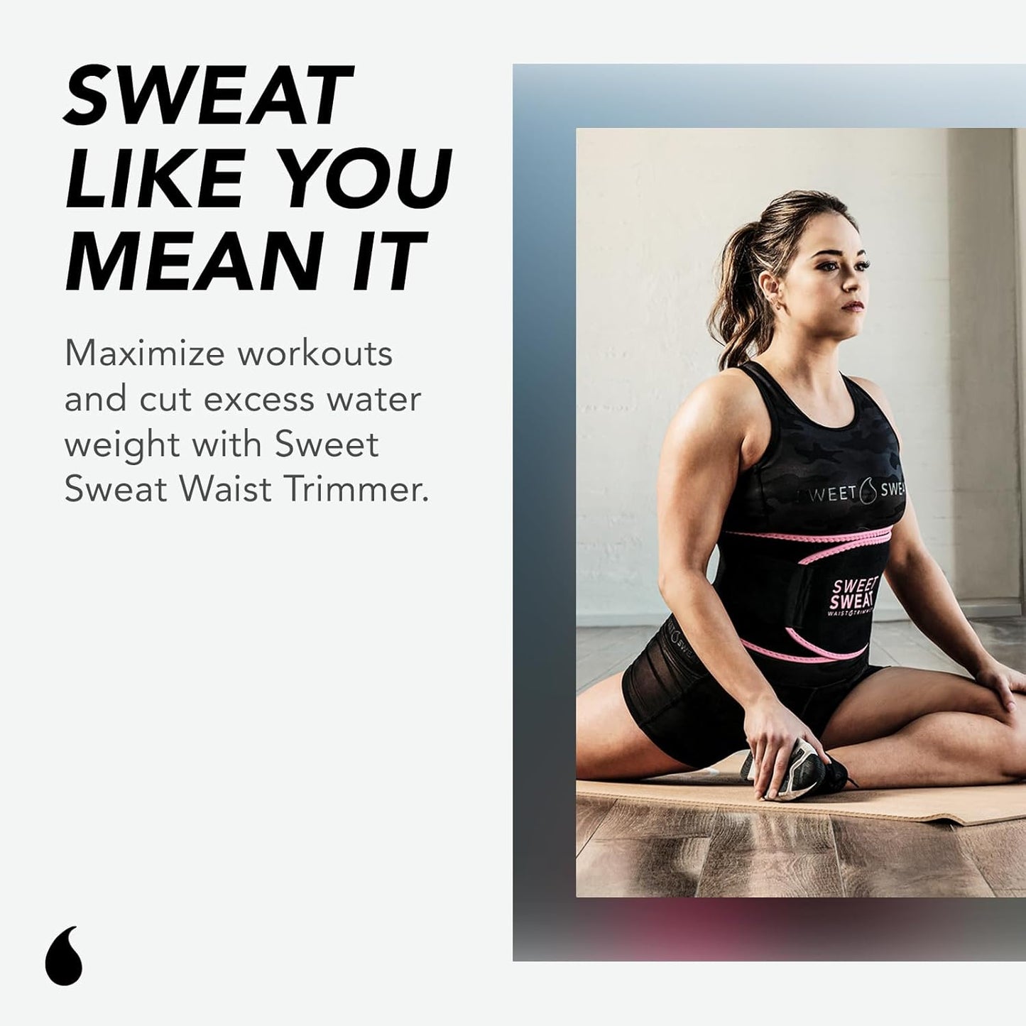 Sweet Sweat Waist Trimmer for High-Intensity Training - Adjustable Sweat Band for Men & Women, Black/Pink
