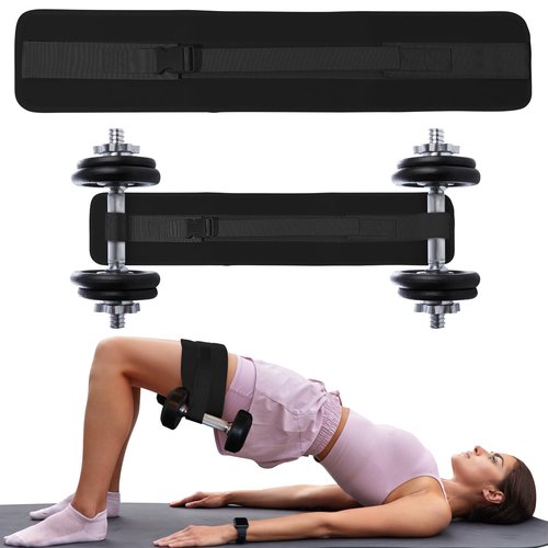 NexFit Hip Thrust Belt for Dumbbells, Kettlebell & Plates – Adjustable Hip Thrust Belt for Weights, Slip-Resistant Glute Trainer | Universal Fit 23.5"-60" Waist, For Gym, Home & Travel Workout